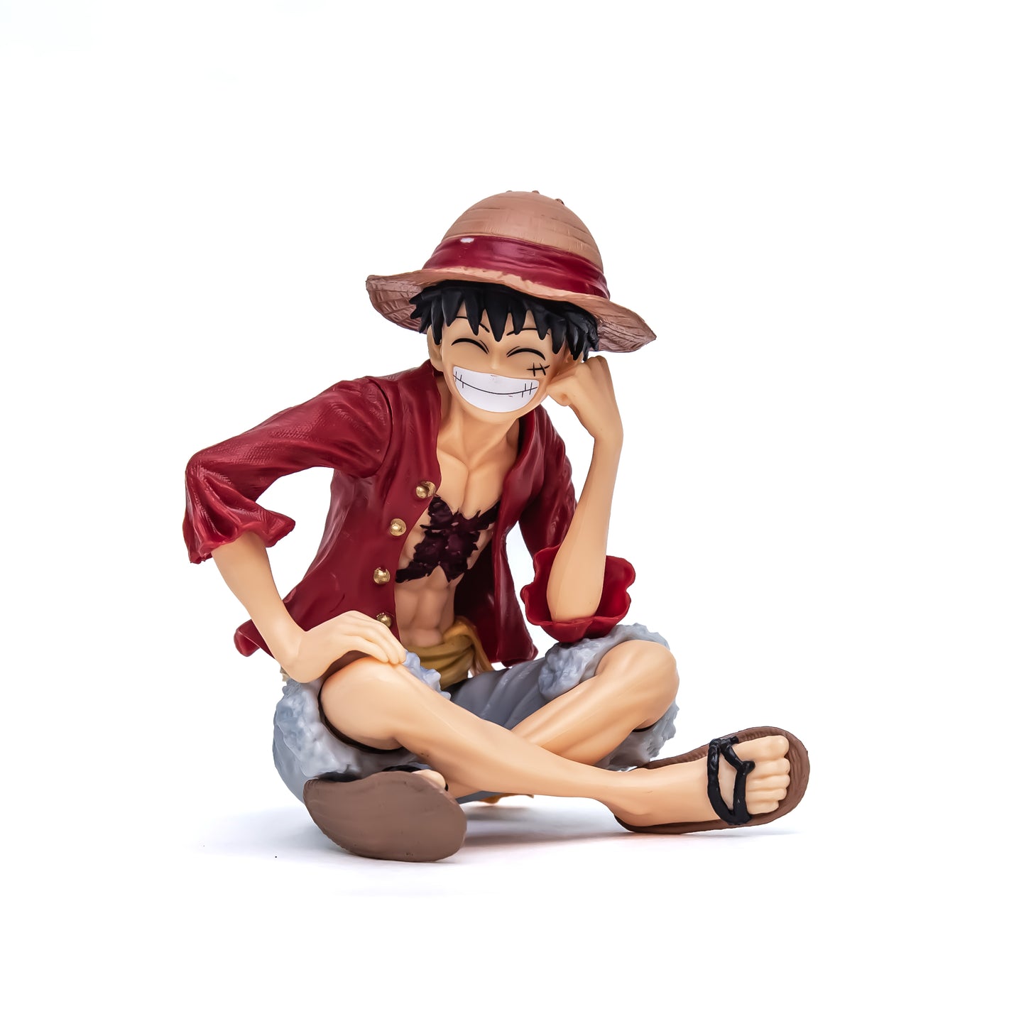 Smiling Monkey D. Luffy Action Figure – One Piece Collectible (Sitting Pose)